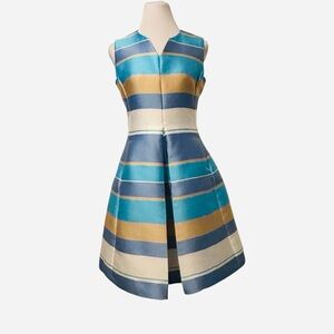 Sara Campbell Dress Size 4 Striped Fit & Flare Knee Length Sleeveless Party